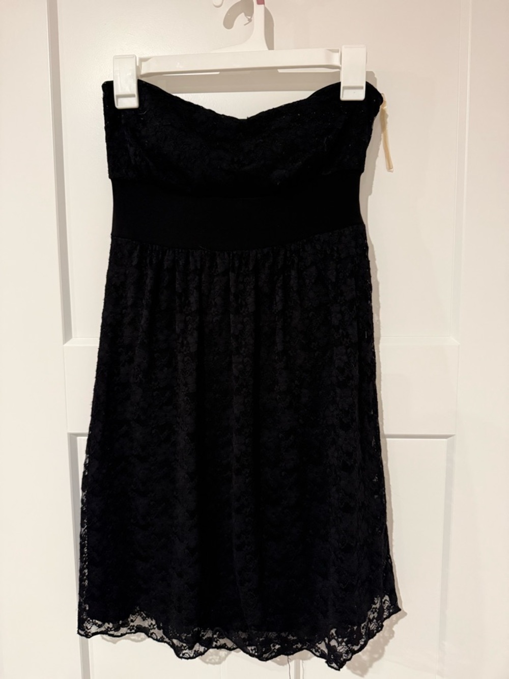 Body Central Black Strapless Lace Midi Dress